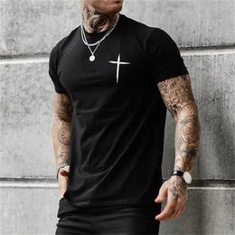 Croix 3D imprimé tshirt tshirt tops fashion tops tee manche courte t-shirt surdimensionné simple vêtements de rue décontractés 240408