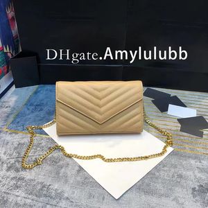 Bolsos de cuerpo cruzado Cartera de cadena Bolso de diseñador de cuero en relieve granulado Mujeres Luxurys Bolsos de hombro Monedero Bolso de embrague Carteras cruzadas con caja