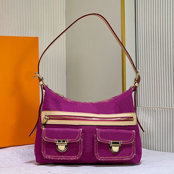 Bolsos cruzados Lona de mezclilla Bolso de mujer Bolso de viaje Solapa Mensajero Moda Letras clásicas Impresión Cremallera Señora Hombro Monedero Accesorios de hardware