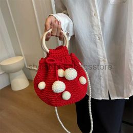 Sac à bandoulière tricoté avec boule de fourrure mignonne, sac à bandoulière avec cordon de serrage, sac seau pour femmes, portefeuille et sac 2023, nouveau Boo Beac Cross Body Bagstylishhandbagsstore