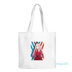 Cross Corps Darling dans le sac fourre-tout Franxx Unisexe Travel Bandes femmes Réutilisables Pliable Shopping Sacs à main Collage Totes Sac à main