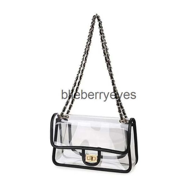 Cross Body Designer - Sac transparent pour femme Sac à bandoulière en PVC transparent Messenger Beach Fourre-tout avec chaîne et sac à bandoulière Sac à main Medievalblieberryeyes