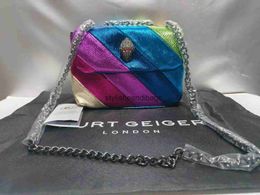 Cross Body Eagle Mini Rainbow Ladies K G Londen draagbare kleurrijke horizontale tas met diamantmetalen set schouder H240523
