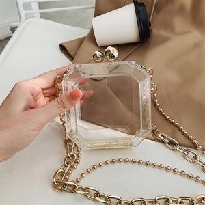Sacs à main en acrylique Transparent pour femmes, sac à bandoulière avec chaîne de styliste, sacs à bandoulière en cristal Transparent, 205L