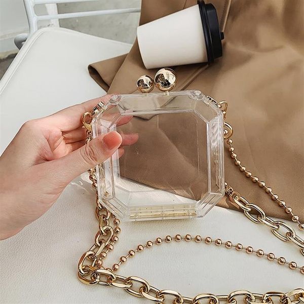 Sacs à main en acrylique Transparent pour femmes, sac à bandoulière avec chaîne de styliste, sacs à bandoulière en cristal Transparent, 2492