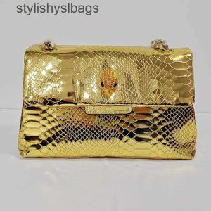 Coss Body Body Fashionable y brillante en forma de serpiente Gold PU PU Cuero de diseño Cross Bags Cross Cross Cross con icono delantero Metal H240523