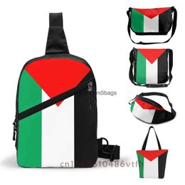 Cross body functionele heren borstzak Palestijnse vlag straatpak taille dames zwarte riem schouder H240504