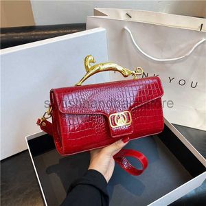 Sacs à main de qualité de luxe pour femmes en cuir verni motif de pierre de Crocodile dames sacs à bandoulière poignée en métal Femalestylishhandbagsstore