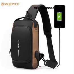 Bolso cruzado para hombre, bolso de hombro a la moda, riñonera con carga USB, bolso de pecho para exteriores para hombre, bolso bandolera, bolso pequeño para hombre 0209/23