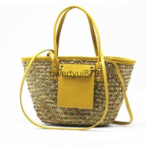 Cross Body New Str Woven Bag Vacaciones Beach Vacaciones portátiles Mochila para mujer Messenger Circular Mitsubishi Agua de hierba H240523