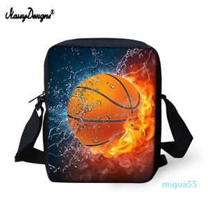 Cross Body Noisydesigns Polyester Messenger Bags Flame Basketball Printing Mini Crossbody tas voor jongens Meisjes Vrije tijd Travel Shoulder
