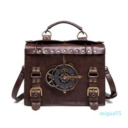 Cross Body PU cuir femmes Designer sacs à main filles Shopper sacs à main mode Steampunk industriel rétro Style horloge Rivet sacs à bandoulière