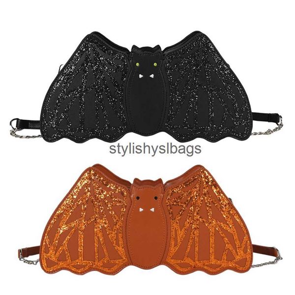 Bolso bandolera estilo punk con cuerpo cruzado, lentejuelas de cuero, bolsos de hombro con murciélago, bandolera de calabaza de PU para regalos de fiesta de Halloweenstylishyslbags