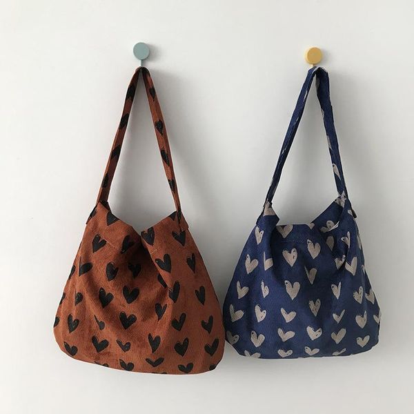 Bolso de hombro cruzado de pana Retro estilo japonés para niñas, bonito bolso informal para mujer, Color azul y rojo, sencillo para mujer