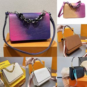 Twist MM tas Gradiënt stijl Hoge kwaliteit Epi generfd lederen klep handtas voor dames Mode Metalen ketting gevlochten lederen schoudertas Crossbody Luxe Designer tassen