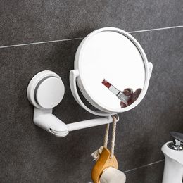 Grensoverschrijdende badkamer Ponsvrij opvouwbare ronde make-upspiegel Wandmontage Roterende dubbelzijdige vergrotende schoonheidsspiegel Dressingspiegel