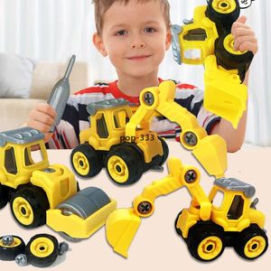 Coche de ingeniería de desmontaje transfronterizo para niños, modelo de juguete, montaje de tornillo, excavadora, scooter