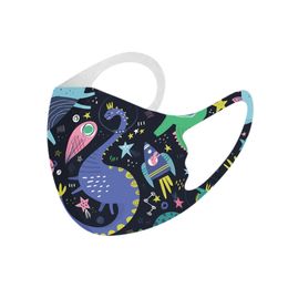 Máscara de seda de hielo tridimensional para niños transfronterizos con estampado de dinosaurio personalidad linda lavable a prueba de polvo protector solar máscaras anti-neblina