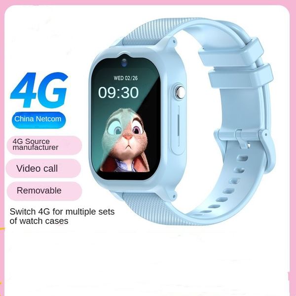 Reloj de videollamada transfronterizo para niños Estuche desmontable y reemplazable Reloj de teléfono 4G con voz inteligente para niños