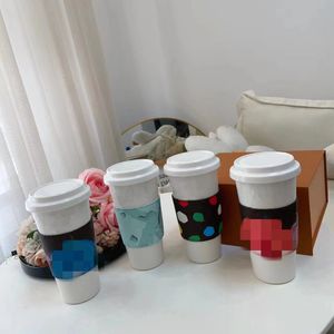 Tasse en céramique avec couverture en cuir créative transfrontalière, tasses à café, cadeau de fleur de canard, tasses en porcelaine