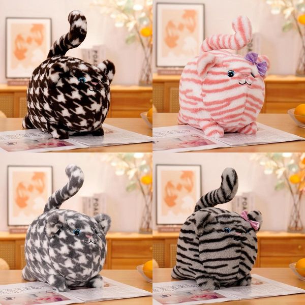 Cross Border Mute Round Big Face Cat Match Cluster Cat Cat Toy Toy Bow Cat Cat Doll