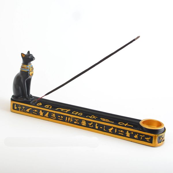 Brûleur d'encens de dieu chat égyptien transfrontalier meilleur porte-encens porte-encens brûleur d'encens artisanat en résine peint à la main