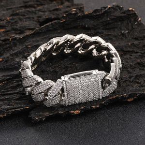 Grensoverschrijdende Europese en Amerikaanse hiphop 925 zilveren armband 20 mm Mosan Diamond Cubaanse ketting herensieraden groothandel