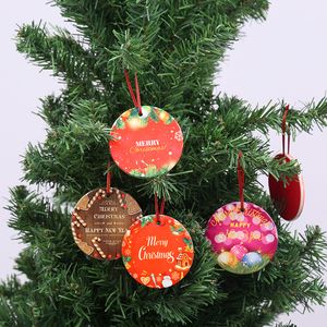 Adornos navideños de cerámica redondos europeos y americanos transfronterizos colgantes creativos para decoración de árboles de Navidad artesanía de cerámica regalos navideños