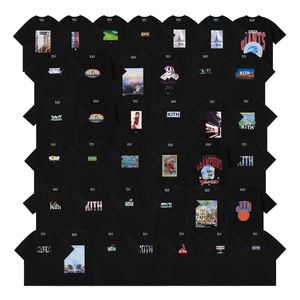 Cross Border Exclusive Kith Collection Short Sheeved American Retro Cartoon Print High Street Casual Loose Round Neck Couple T-Shirt