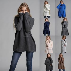 Transfronterizo para 2019 otoño e invierno suéter de cuello alto suéter femenino tamaño grande color sólido OL chaqueta de mujer