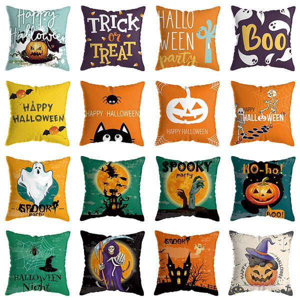 Coussin d'oreiller Halloween transfrontalier Maison de chauve-souris de la citrouille en peluche courte piétine Coussin de canapé coussin Coussins de coussin de dessin animé Amazon Wholesale personnalisée Make logo