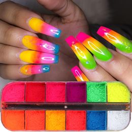 Grensoverschrijdende hete nagel glitter ins internet beroemdheid fluorescerende glitter regenboog nagel kunst gradiënt klassieke nagel decoratieve glitter