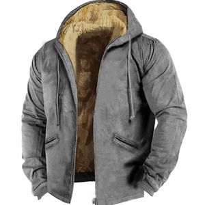 Cross Border Hot Selling pluche en dikke winterkatoenen jas, winterherenondersteuningslogo bedrukte effen kleur hoodie