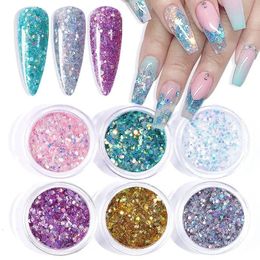 Cross Border Hot Style Nail Enhancement Sequins Ins Style Nail Goud Goud en Silver Glitter Pink Heart-Field Butterfly Patch Set NAI