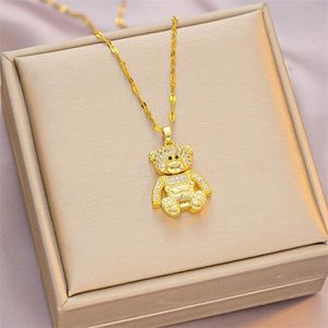 Cross-Border Hot Style Web Celebrity mignon ours zircon pendant niche léger luxe nouveau petit sweet wind girl collier challe de pull