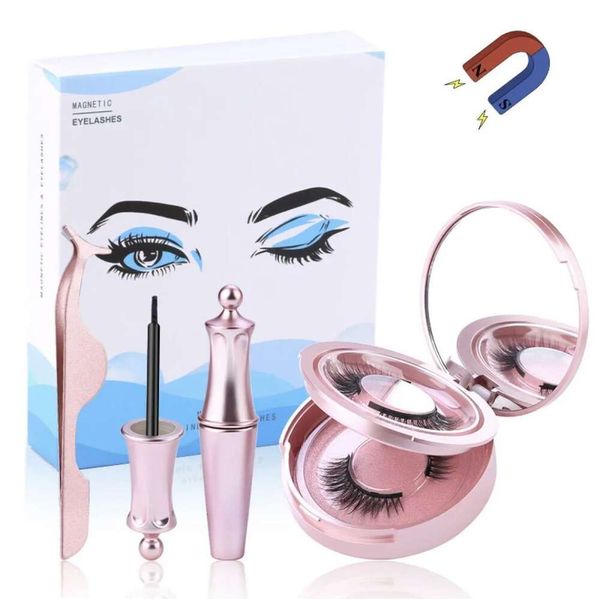 Eyeliner magnétique transfrontalier costume liquide boîte de poudre aimant faux cils fabricant multi-style vente en gros faux cils magnétiques quantiques