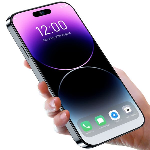 Téléphone mobile transfrontalier i14ProMAX véritable 4G Android perforé grand écran de 7,3 pouces avec 8 millions de pixels en gros pour les téléphones mobiles du commerce extérieur