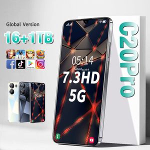 Nueva llegada transfronteriza C20pro pantalla grande de 7,3 pulgadas 16 1tb barato Android Comercio exterior Smartphone fábrica al por mayor