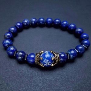 Grensoverschrijdende nieuwe aankomst charme mannen streng armband mode legering kroon tigereye kralen bangle sieraden mannen