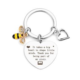 Pendentif transfrontalier petite abeille amour, porte-clés en acier inoxydable, cadeau créatif pour la fête des enseignants, la saint-valentin, la fête des mères, nouvelle collection