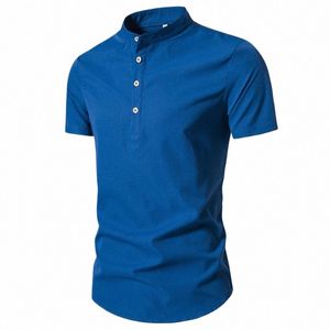 grensoverschrijdende nieuwe heren casual effen kleur trui met korte mouwen seasal shirt voor heren K20g #