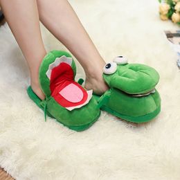 Grensoverschrijdende populaire grappige krokodilpantoffels lopen met open mond kleine krokodil speelgoed slipper indoor antislip katoenen pantoffels thuis