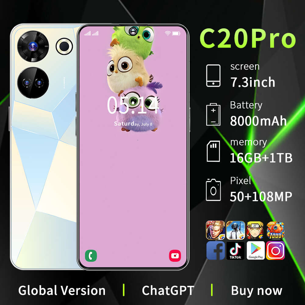 Cross Sınır Popüler Akıllı Telefon C20 Pro 7.3 inçlik büyük ekran 13 milyon piksel Android 8.1 hepsi bir arada makine
