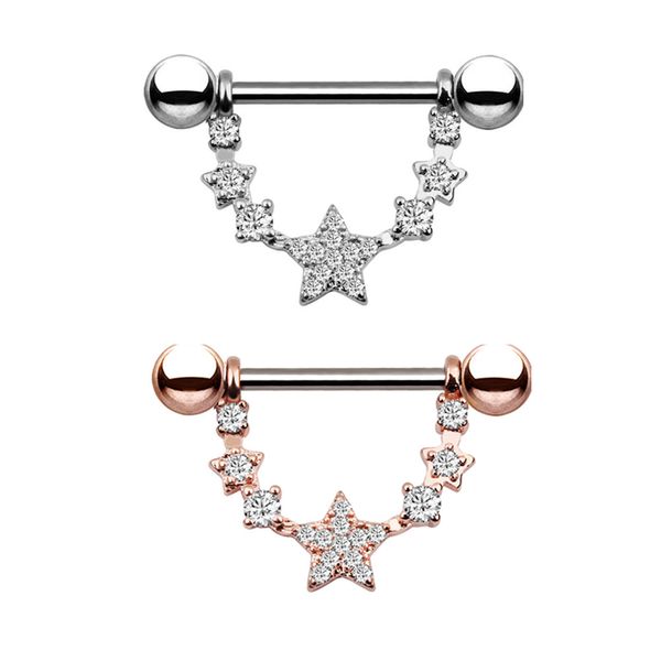 Productos transfronterizos Hot Diamond estrella de cinco puntas pezón uña anillo de joyería de punción popular europeo y americano