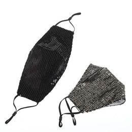 Le masque de tissu de coton pur coton frontalier peut être inséré dans la pièce filtrante pour empêcher la poussière et la brume en automne hiver Fashion Sequin R8OK726
