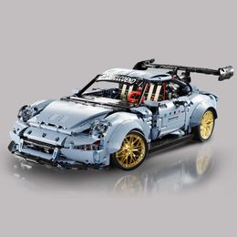 Bloque de rompecabezas transfronterizo Toy Haze Blue 911 Modelo de autos deportivos 1:10 Bloque de partículas pequeñas Toy al por mayor