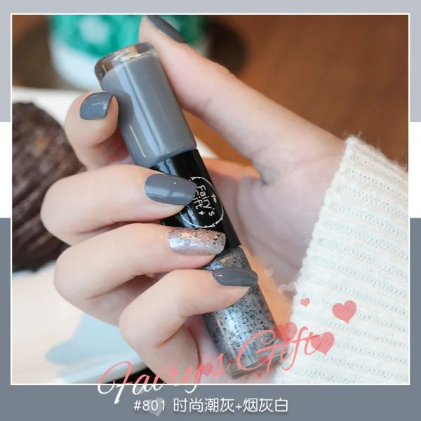 Ensemble de vernis à ongles transfrontaliques en deux couleurs paillettes sans cuisson longue à séchage rapide et vernis à ongles à double tête