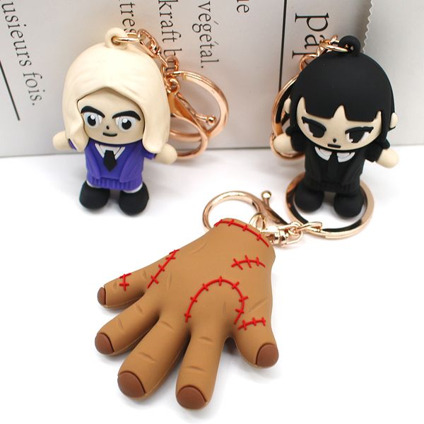 Porte-clés transfrontalier mercredi Addams, petit ornement suspendu en forme de paume, pendentif Anime