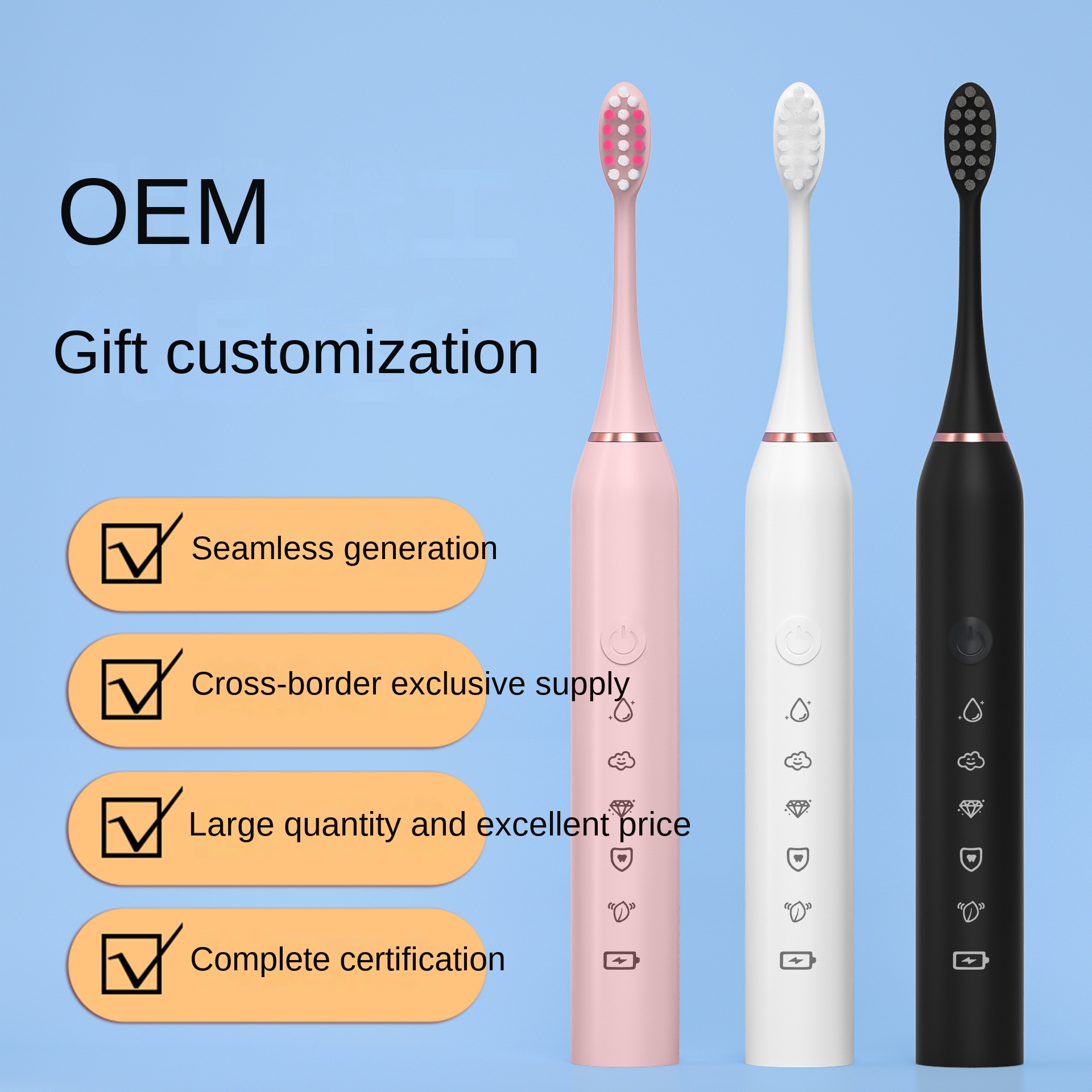 Cross-frontière en gros de nouvelles brosses à dents électriques ménages molleurs moelleux Rechargeable Portable Adult Adult Electric Brush Gift Livraison