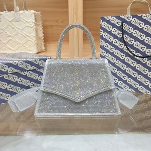 Bolso de mujer transfronterizo, nuevo diamante de imitación, lleno de diamantes, bolso plateado, bolso de noche para banquete de celebridades de moda, bolso para cena de boda de cumpleaños